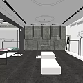 Modern Clothing Store Interior With Display Racks Mannequin Ceiling Lights And Stylish Floor
