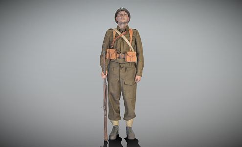 Modern Man French Infantry Role with Gun Soldier 3d model