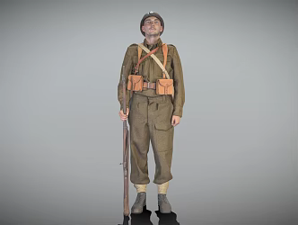 Modern Man French Infantry Role with Gun Soldier 3d model