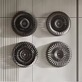 Minimalist Modern Black Wall Decor With Radial Texture Four Round Pieces On Wall