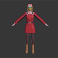Game And Movie Character With Pink Hair In Red Dress Black Stockings And Red Boots