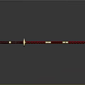 Traditional Chinese Weapon Long Staff With Red Beads White Decorations Golden Fittings And Blue Tip
