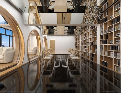 modern library 3d model