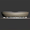 Modern Circular Stadium Architectural Model With White Lattice Roof And Green Field