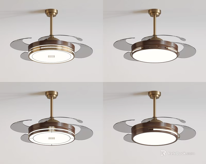 Modern Air Conditioner Fan with Ceiling Mounted Metal Frame and LED Light 3d model 