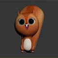 Orange Cartoon Squirrel Character With Big Green Eyes Open Mouth Fluffy Tail On Black Background