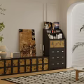 Modern Chinese Style Middle Ancient Style Low Cabinet Decorative Cabinet Combination 3d model
