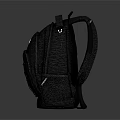 Black Backpack With Red Logo Multiple Pockets Adjustable Straps Functional Design