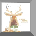 Decorative Deer Head Wall Art With Forest Scene And Natural Elements 3d model