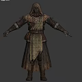 Three Angles View Of Fantasy Creature Character In Hooded Robe And Armor