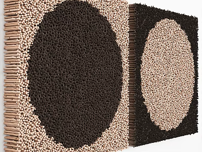 Textured Wooden Wall Decor With Circular Design In Brown And Beige Tones 3d model