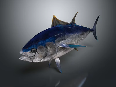 Vibrant Tuna Aquatic Animal Showing Blue Purple Body And Yellow Fins 3d model