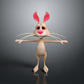 Cute Cartoon Rabbit Character With Long Ears Pink Nose And Outstretched Arms
