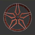 Stylish Modern Alloy Wheel Tire With Red Spoke And Black Rim Design