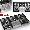 Miele Modern Gas Cooktops With Multiple Burners And Stainless Steel Knobs 3d model