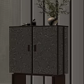 Modern Artistic Entryway Cabinet Sideboard With Swirl Patterns Gold Accents And Wooden Handles