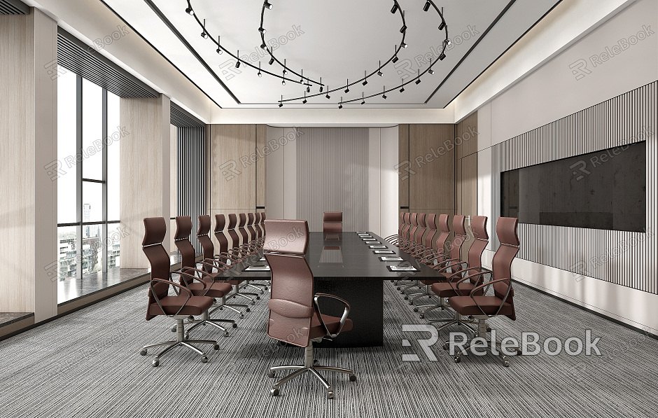 Modern Meeting Room Conference Table and Chair Chandelier Office Chair model