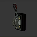 Industrial Mechanical Equipment With Red Handle And Metal Components On Black Base