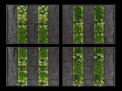 Modern Green Wall Design With Stone Background And Lush Plant Arrangements 3d model