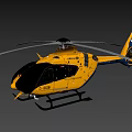 Yellow Helicopter D-HXBB With Rotors Blue Tail Section And Side View 3d model