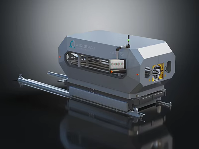 Gray Contour Crafting Industrial Machine With Transparent Window Control Panel And Base Rails 3d model