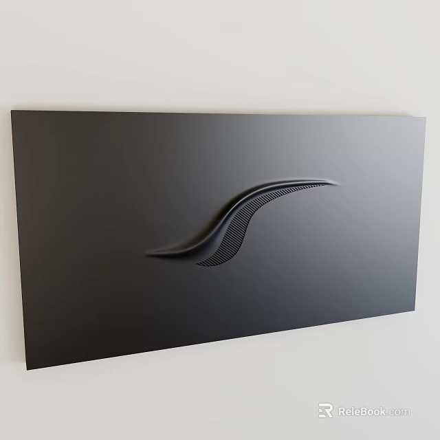 Black Wall Panel With Curved Perforated Design For Modern Interior 3d model