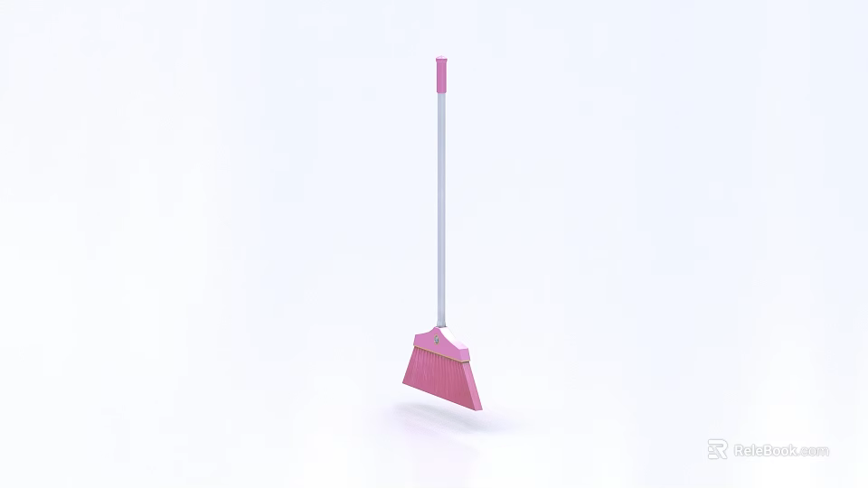 Pink Broom With Long Handle And Soft Bristles For Household Cleaning Hardware Tools 3d model 