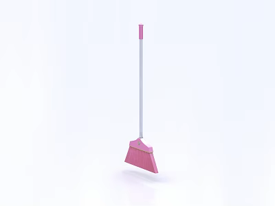 Pink Broom With Long Handle And Soft Bristles For Household Cleaning Hardware Tools 3d model