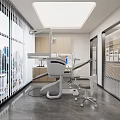 Modern Dental Treatment Room Interior With Dental Chair Medical Equipment And Cabinets