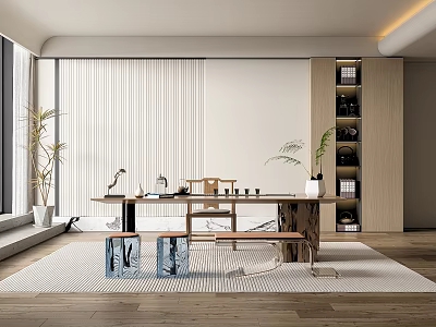 New Chinese Tea Room Tea Table and Chair 3d model