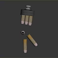 Weapon Ammunition Including Gold And Copper Bullets With Magazine On Dark Reflective Background
