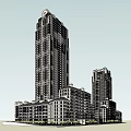 Modern High Rise Buildings And Low Rise Structures In Urban Architectural Exterior Design
