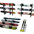 Professional Snowboard Sports Equipment With Racks And 10 SU Model Sets