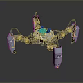 Multi Legged Mechanical Spider Robot With Blue Sensor And Gray Yellow Joints 3d model