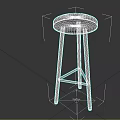 Modern Counter Stool With Brown Leather Seat And Black Metal Legs