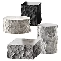 Natural Textured Stone Coffee Tables With Round And Square Shapes For Home Decor