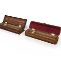 Open Wooden Boxes With Wooden And Red Velvet Interiors And Metal Clasps