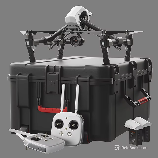Professional Sports Equipment Drone Storage Case With Remote And Batteries 3d model 