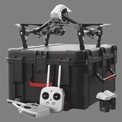 Professional Sports Equipment Drone Storage Case With Remote And Batteries 3d model