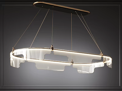 Modern Circular Chandelier With Transparent Glass And Golden Metal Suspension 3d model