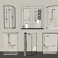 Modern Shower Sauna Interior Design With Glass Enclosure And Black Frame 3d model
