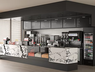 Modern Milk Tea Shop Coffee Shop Popcorn Display Cabinet Coffee Bar Coffee Machine Workbench Operation Desk Cashier 3d model
