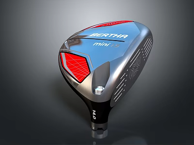 High Quality BERTHA Mini Golf Driver with Silver Red Black Design for Professional Golfers 3d model