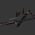 Displayed Crossed Folding Knives With Red Handles And Brass Bullets On Gray Surface