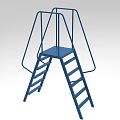 Blue Metal Double Ladder With Top Platform Safety Rails And Sturdy Structure 3d model