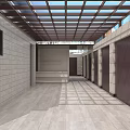 Modern Courtyard Sunshade Pergola Structure With Tiled Floor And Outdoor Building Design