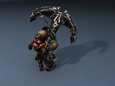 Unique Black And Red Armored Doll With Mechanical Claw Like Arms And Intricate Design 3d model