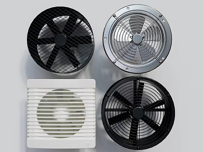 Various Styles of Air Conditioner Fans in Black Silver and White Designs for Home Use 3d model