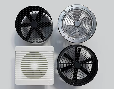 Various Styles of Air Conditioner Fans in Black Silver and White Designs for Home Use 3d model
