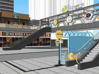 Modern Commercial Street Overpass 3d model